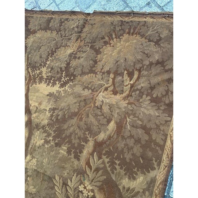 Mid-Century French Aubusson Jacquard Halluin Verdure Mallard Tapestry, 1940s For Sale - Image 4 of 18