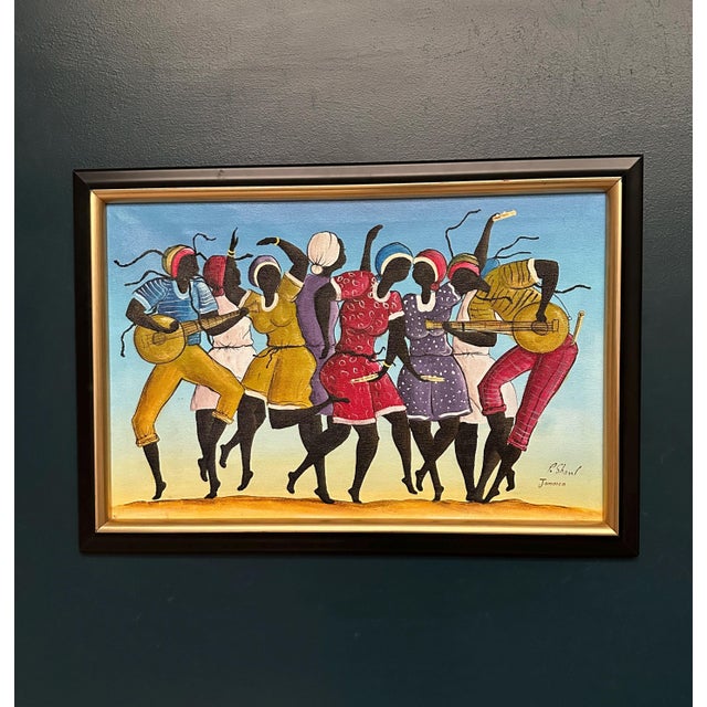 R. Shaw, Dancing Figures with Instruments, 1950s, Oil Painting on Canvas, Framed For Sale - Image 15 of 15