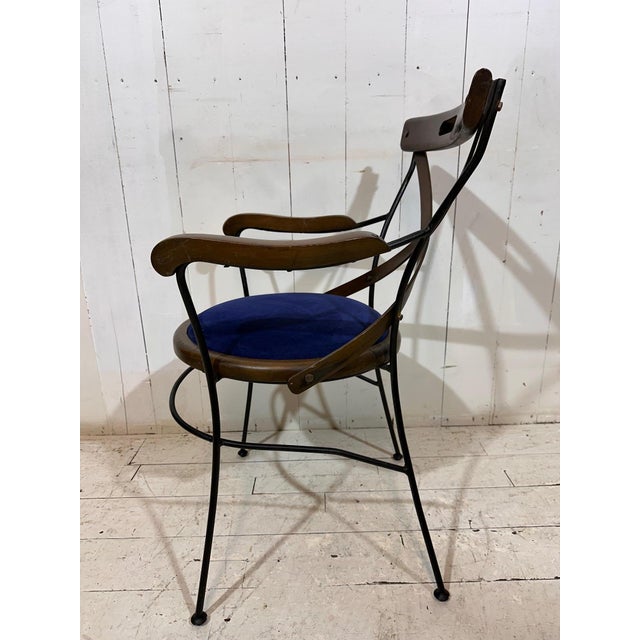 Black Bistro Armchairs with Blue Velvet Seats by Andy Thornton, England, 1980s For Sale - Image 8 of 13