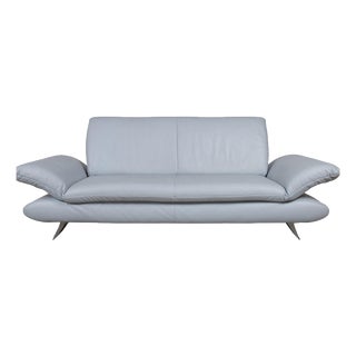 Leather Three-Seater Blue Ice Blue Manual Function Sofa by Koinor Rossini For Sale
