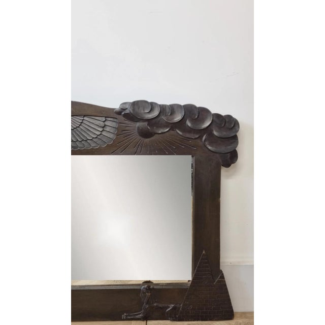 Art Deco Egyptian Revival Walnut Mirrors, 1920, Set of 2 For Sale - Image 6 of 16