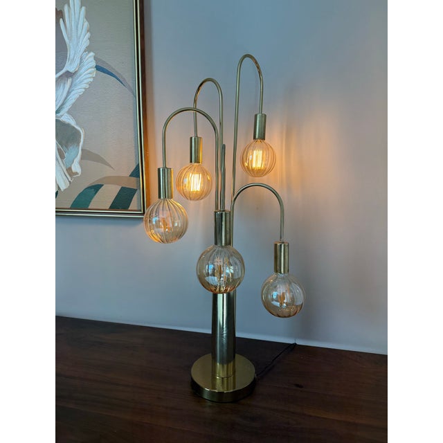 Mid-Century Modern Late 20th Century Mid Century Modern Brass “Waterfall” Table Lamp After Robert Sonneman For Sale - Image 3 of 12