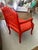 Red 18th Century Louis XV Fauteuils in Hollywood Regency Coral- A Pair For Sale - Image 8 of 14