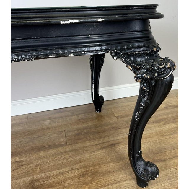 Glass French Style Black Painted Desk For Sale - Image 7 of 15