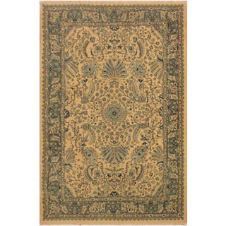 1980s Semi Vintage Ivory/Lt. Green Turkish Hand-Knotted Rug -4'2 X 6'1 For Sale