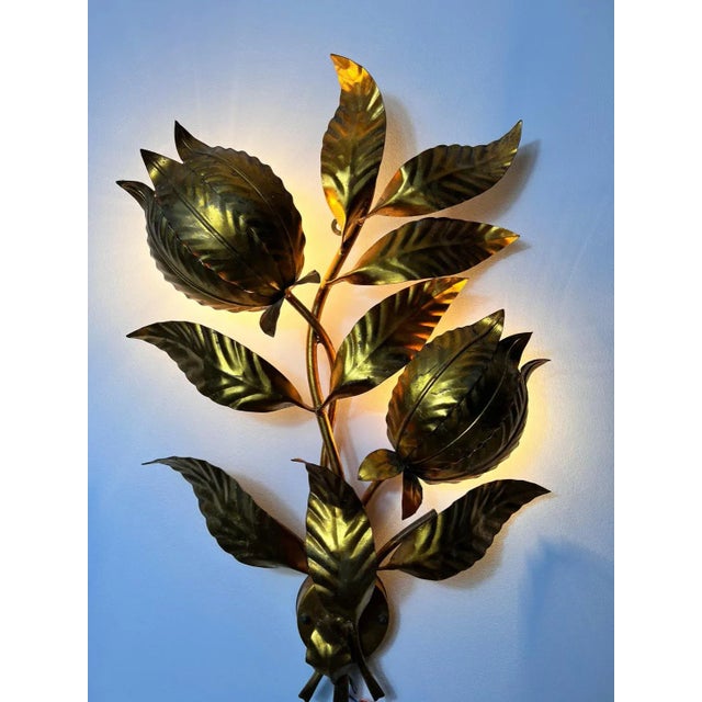 Florentine Flower Shape Wall Lamp attributed to Hans Kögl, Germany, 1950s For Sale - Image 9 of 10