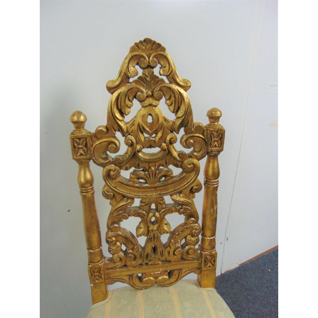 Late 20th Century Victorian Style Gilt Carved Side Chair For Sale - Image 5 of 9