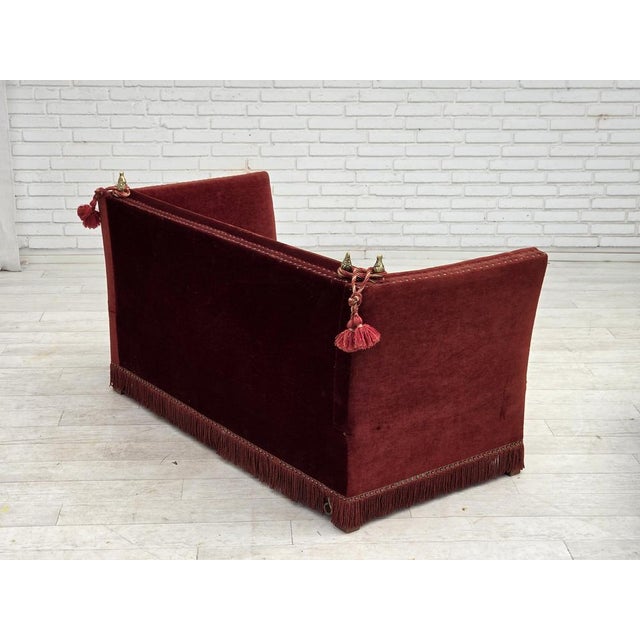 Danish 2-Seater Drop Arm Spanish Sofa in Furniture Velour, 1970s For Sale - Image 10 of 18