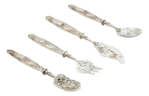 Dessert Service with Silver Handles, Set of 4