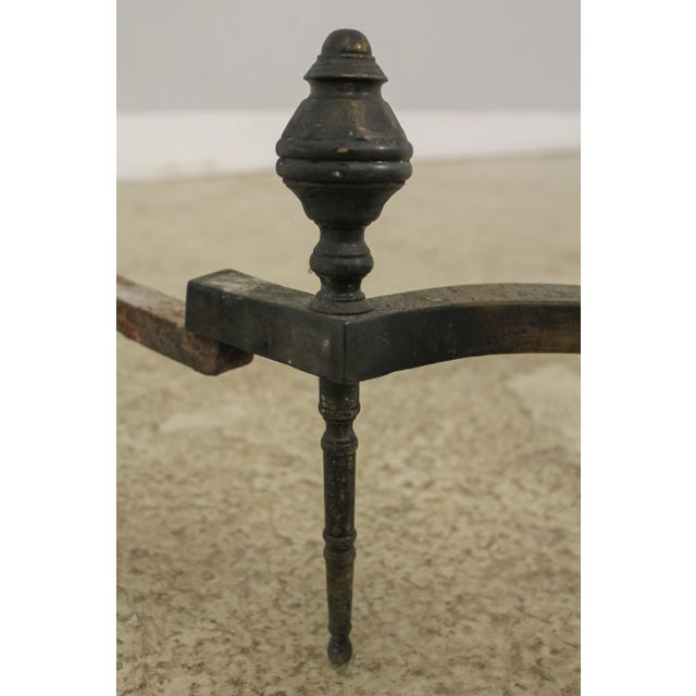 Pair Antique Brass 18th C. Style Andirons For Sale In Philadelphia - Image 6 of 13