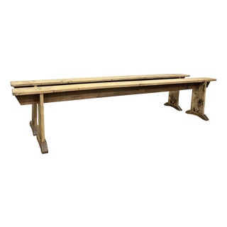 Early 20th Century Poplar Farmhouse Benches, Set of 2 For Sale