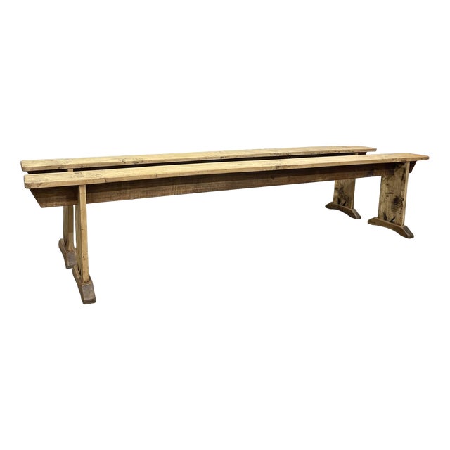 Early 20th Century Poplar Farmhouse Benches, Set of 2 For Sale