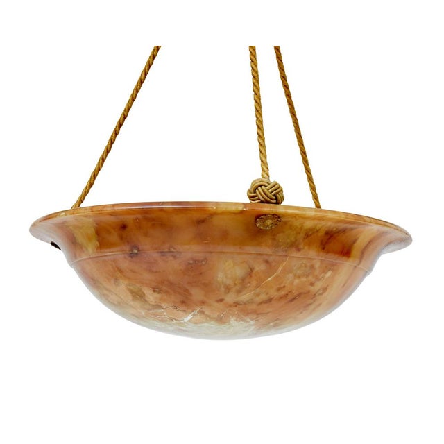 Stone Art Deco Alabaster Hanging Pendant Light, 1930s For Sale - Image 7 of 8