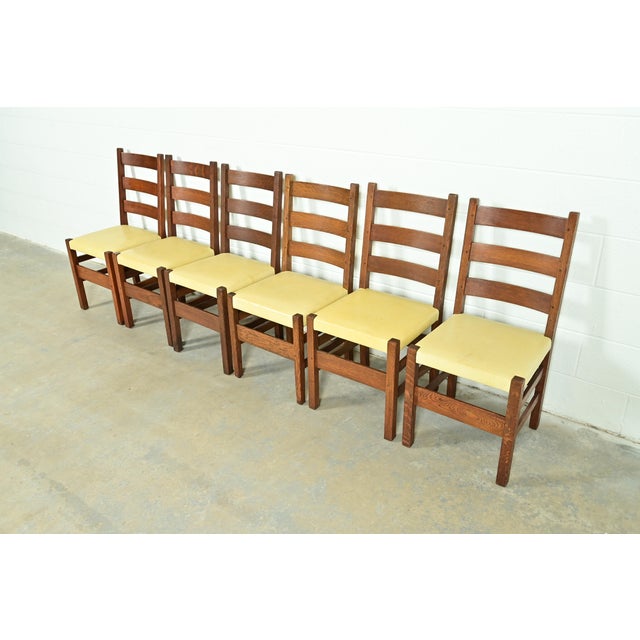 Gustav Stickley Antique Mission Oak Arts & Crafts Ladder Back Dining Chairs, Set of Six For Sale - Image 13 of 13