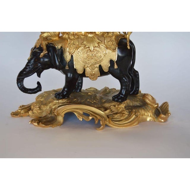 French 19th Century Louis XV Style Gilt Bronze Elephant Clock Signed by Barreau F. De Bronzes For Sale - Image 3 of 12