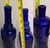 Vintage Cobalt Blue Glass Bottle Vase Lot of 3 Decorative Embossed Glass 12" For Sale - Image 10 of 11