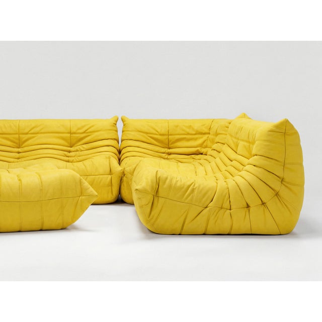 Togo Sofa in Yellow Microfiber by Michel Ducaroy for Ligne Roset, Set of 5 For Sale - Image 4 of 14
