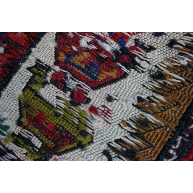 Vintage tribal Caucasian Soumak wool Kilim rug/ runner. This tribal Soumak rug is all hand knotted, from around the 1960s....