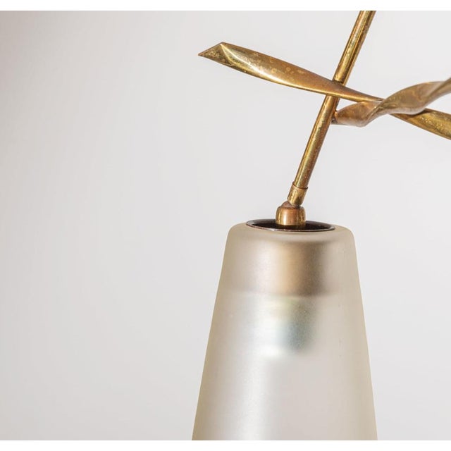 Mid-Century Modern Vintage Pendant Light with Twisted Brass Structure from Fontana Arte, 1950s For Sale - Image 3 of 18