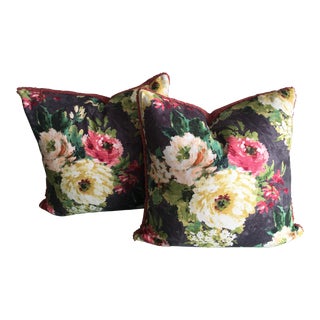Reversible Boucle-Floral Pillows With Inserts (Pair) For Sale