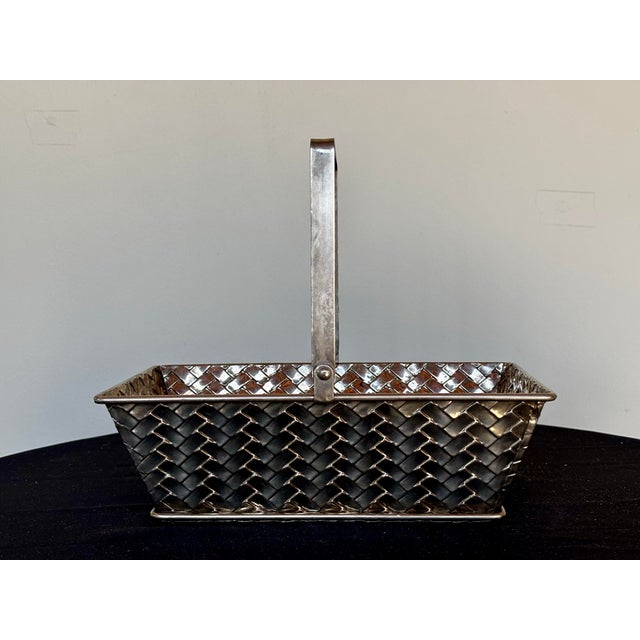 1970s 1970s Silver Latticework Basket For Sale - Image 5 of 7