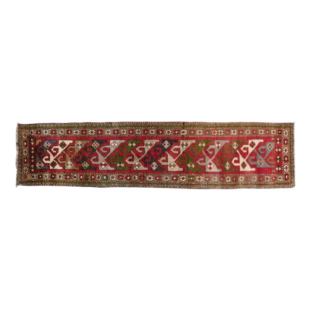 1960s Red & Olive Green Anatolian Carpet For Sale