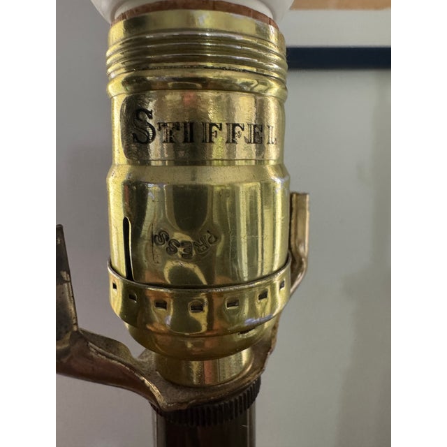 Brass Pair of Vintage Stiffel Solid Brass Hollywood Regency Table Lamps – Paneled Pedestal Baluster Form, 26” Tall For Sale - Image 8 of 10