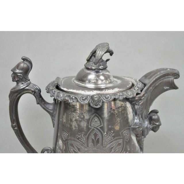 Silver Antique American Victorian E. Kaufmann Figural Coffee Pot Water Pitcher W/ Eagle For Sale - Image 8 of 18