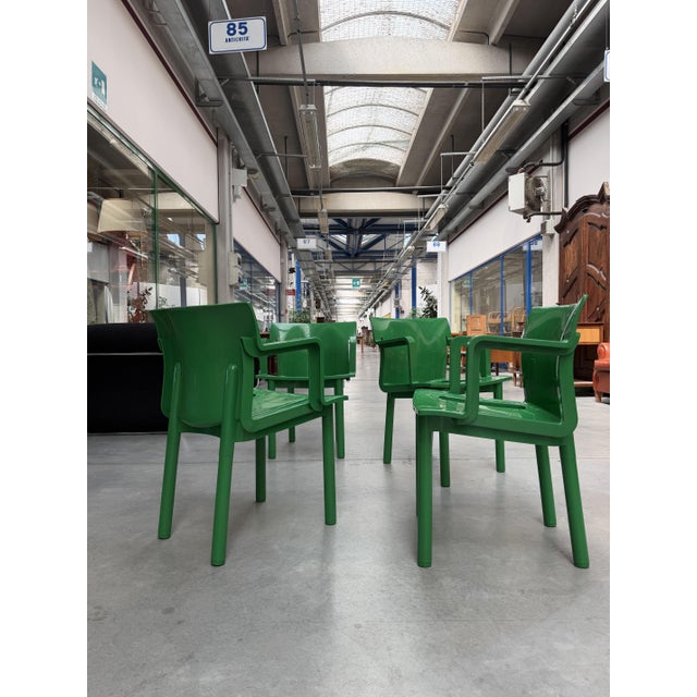 Model 4870 Armchairs in Green ABS by Anna Castelli Ferrieri for Kartell, 1980, Set of 4 For Sale - Image 3 of 9