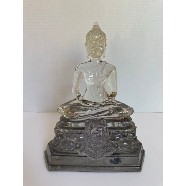 1970s Lucite Buddha Figure on Lotus Throne Pedestal For Sale - Image 11 of 13