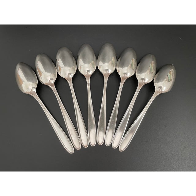 Art Deco Oneida Community Plate Grosvenor 1921 Silverplate Teaspoons - Set of 8 For Sale - Image 3 of 7
