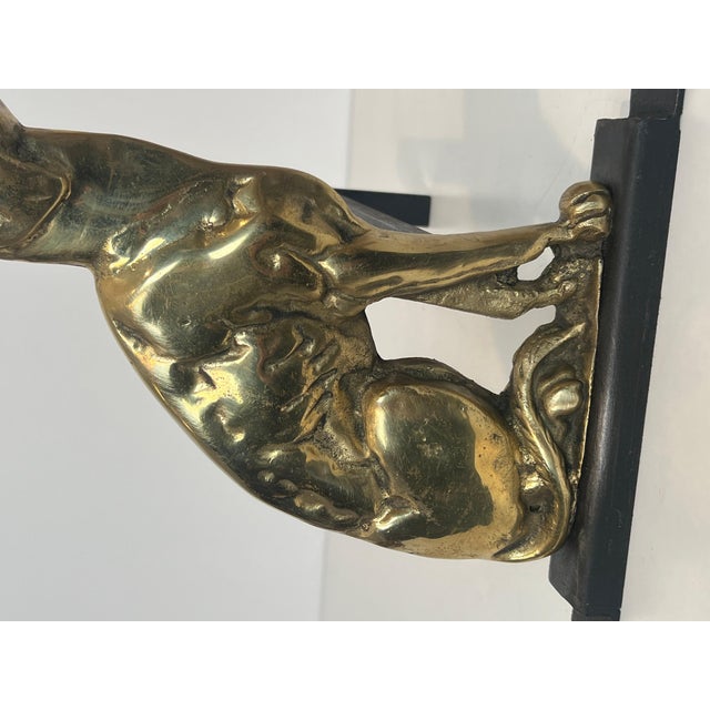 Pair of chiseled bronze andirons representing dogs For Sale - Image 9 of 12