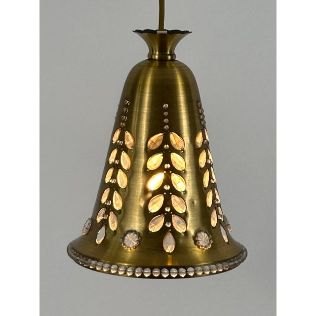 Mid-Century Pendant Lamp in Brass and Crystal by Oswald Haerdtl for Lobmeyr, Austria, 1950s For Sale - Image 9 of 18