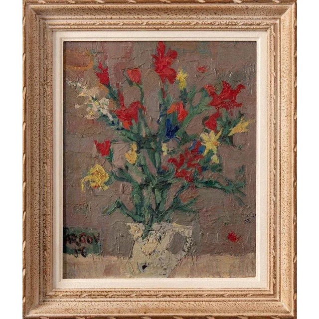 Michael Argov, Flower Bouquet, 1956, Oil on Board, Framed For Sale - Image 6 of 10