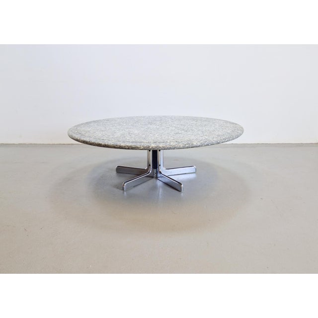 Steel and Granite Coffee Table by Ammannati & Vitelli for Bruno Brunati, 1970s dimensions: Width 120 cm, Depth 120 cm,...