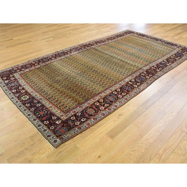 1900 Antique Persian Bidjar Yellow Boteh Wide Gallery Runner Rug For Sale In New York - Image 6 of 13