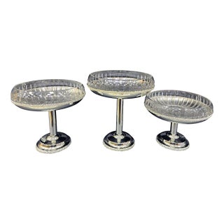 Silver-Plated Pedestal Trio, Set of 3 For Sale