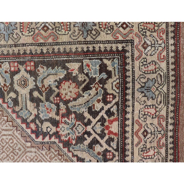 Textile Antique Persian Serab Camel Hair Rug With Medallion and Geometric Design 6'7 X 10'7 For Sale - Image 7 of 15