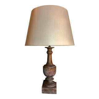 Architectural Finial Wood-Like Table Lamp For Sale