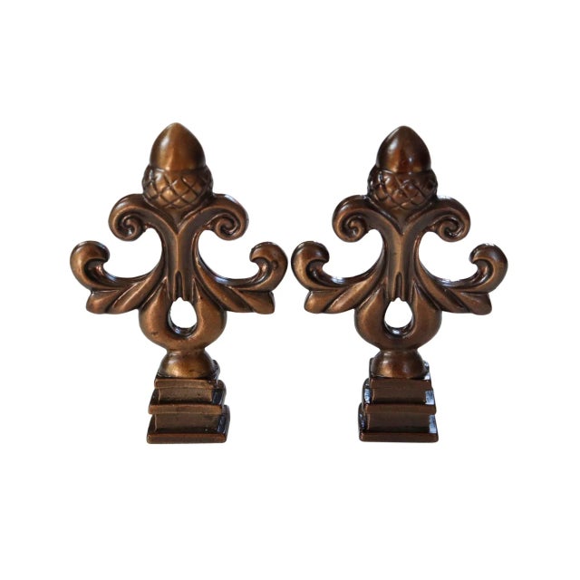 Antiqued Brass Lamp Finials - a Pair For Sale - Image 4 of 4