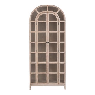 Verona Arched Elm & Glass Bookcase For Sale