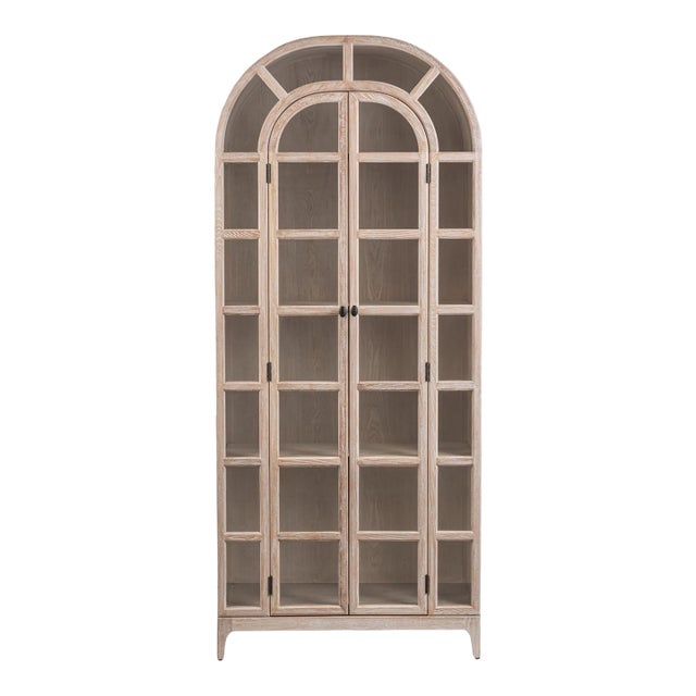 Verona Arched Elm & Glass Bookcase For Sale