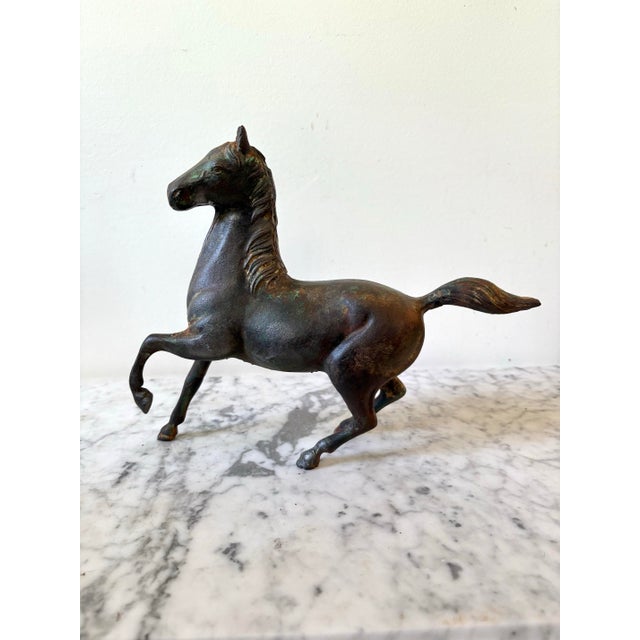 Vintage Bronze Galloping Horse Sculpture For Sale - Image 4 of 5