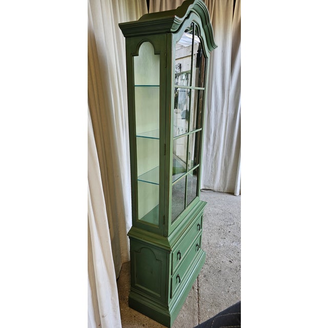 Green MCM Curio Cabinet, Display Cabinet Boho Style, 1950's #2 For Sale - Image 9 of 16