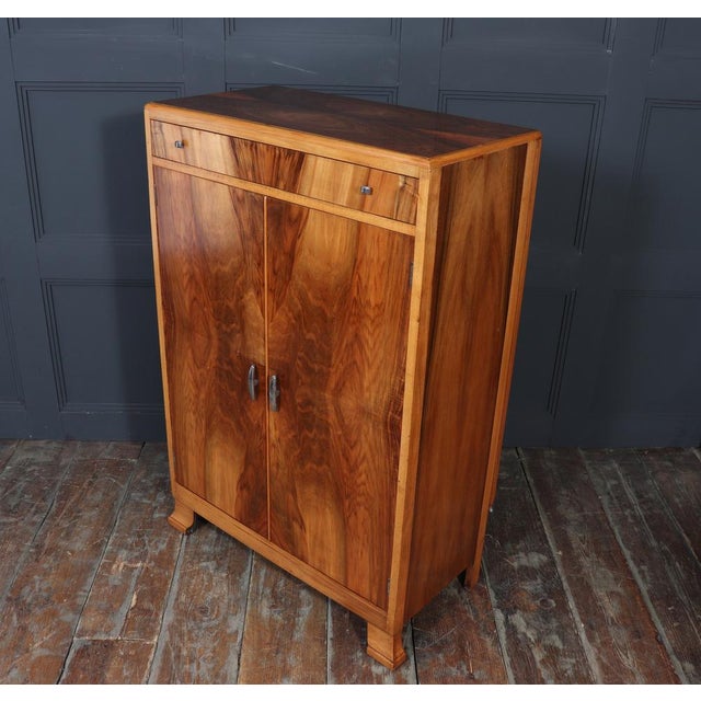 Art Deco Walnut Gentleman's Wardrobe with Drawer, 1935 For Sale - Image 13 of 15