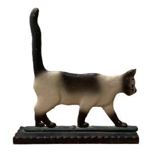 Vintage Mid 20th Century Cast Iron Doorstop Figurine Cat Multi Color Kitty Kat Decorative Art Statue