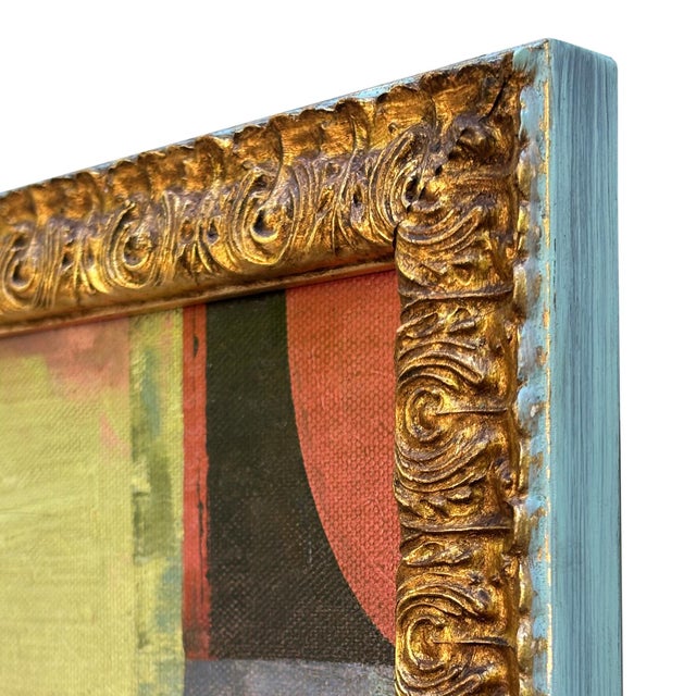 Contemporary Abstract Oil Painting in Petite Gold Vintage Frame For Sale In New York - Image 6 of 6