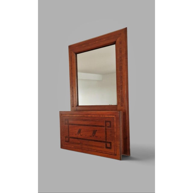 Antique Inlaid Wall Mirror with Case, 1890s For Sale - Image 4 of 18