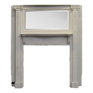 Antique Federal Wood Mantel With Beveled Mirror For Sale