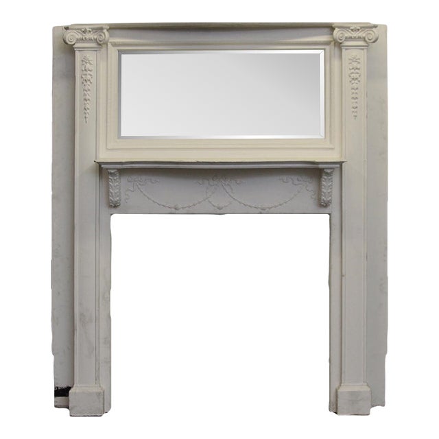 Antique Federal Wood Mantel With Beveled Mirror For Sale